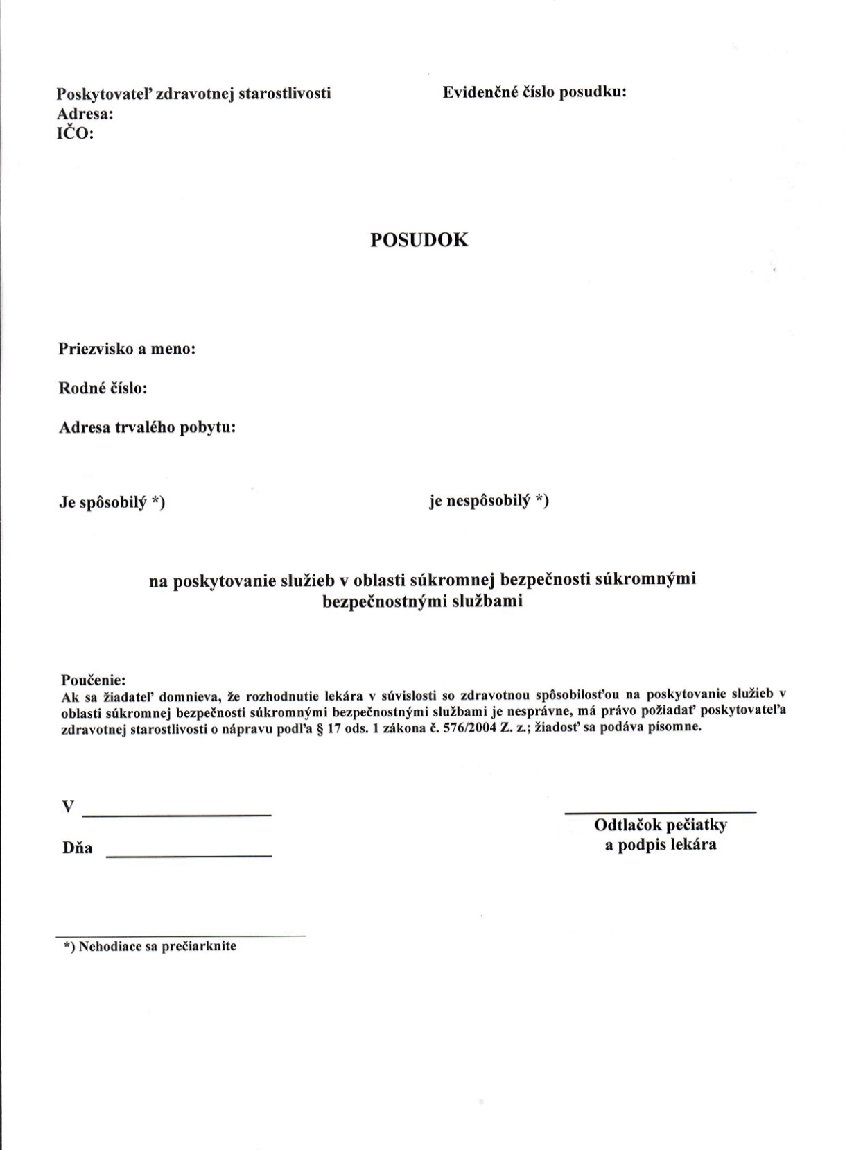 Lekársky posudok